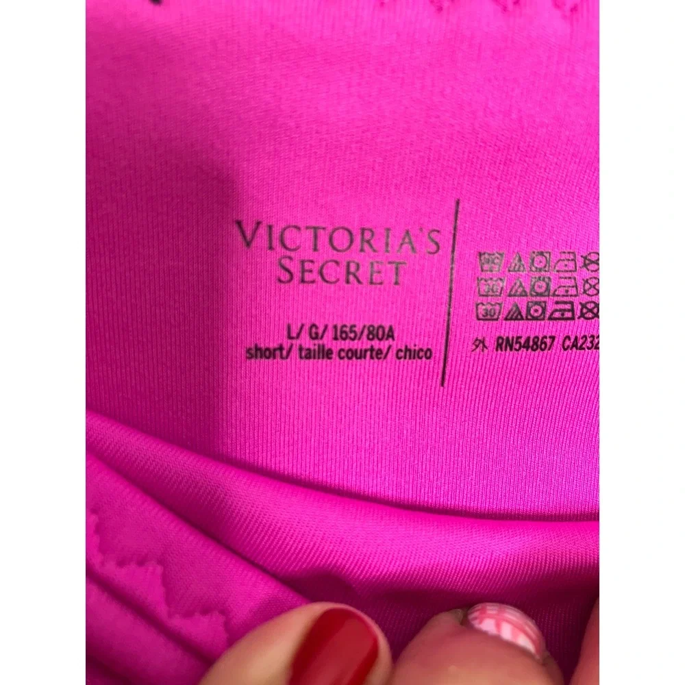Victoria's Secret Leggings Womens L Short Pink Excellent Pockets Piping Cropped